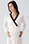 Long Sleeve Lycra Viscose Maternity Nightgown Dressing Gown Set - 5