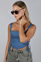 Women's Sunglasses Black Drop Frame Black Glass - 4