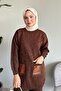 Bitter Brown Knitwear Set - Sequin Pocket and Glitter Detail - 4
