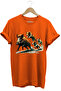 Hunting Hunter Pig Hunting and Hunting Dogs Printed Regular Fit 100% Cotton Orange T-Shirt