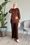 Bitter Brown Knitwear Set - Sequin Pocket and Glitter Detail