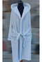 White Adult/Youth Cotton Bathrobe with Embroidered Trim, Triga Size S M L XL XXL Plus Size - 3
