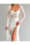 Women's White Corset Detailed Romantic Slit Party Ceremony, Special Occasion Dress