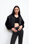 WOMEN'S Sleeve and collar fur/plush Detail DENIM jacket