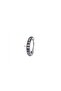 Dot Embroidered Hoop Thin Classic Stainless & Tarnish Resistant Unisex Snap-On Gray 316L Steel Earrings - 3