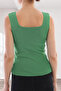 Women's Khaki Basic Square Neck Sleeveless Blouse Thick Strap Summer/Winter Knitwear Athlete - 2