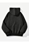 Dreamy Star Cardigan - Black Printed Winter Oversize Hooded Cardigan with Zipper Pocket Detail - 3