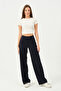 Women's Palazzo Pants Wide Leg High Waist Fabric - 2