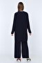 Women's Navy Blue Trousers, Hijab, Tunic, Pleated Double Set 5219 - 5