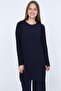 Women's Navy Blue Trousers, Hijab, Tunic, Pleated Double Set 5219 - 2