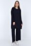 Women's Navy Blue Trousers, Hijab, Tunic, Pleated Double Set 5219 - 4