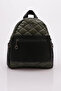 Khaki Patent Leather Wrinkled Backpack - Zipper, Women'S, 1262856