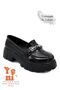 High and Light Sole Girls' School Shoes with Buckle Patent Leather Black - 3