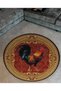Claret Red Theme Rooster Patterned Round Woven Base Vintage Decorative Carpet 6132 - 2