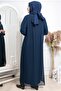 Sequin Embroidered Evening Dress Navy Blue Tbs2305 - 5