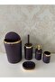 5 Pieces Purple Gold Matte Bathroom Set / Wc Brush Holder, Liquid - Solid Soap Dispenser, Dustbin, Toothbrush Holder - 2