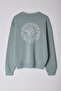 Mint Oversize/Geniş Kesim Çiçek Nakışlı İçi Polarlı Pamuklu Sweatshirt TMNAW24SW00012 - 9