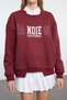 Burgundy Slogan Printed Oversize/Wide Fit Knitted Sweatshirt with Skirt Hem Detail Twoaw25Sw00100 - 3