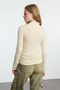 Stone Fitted Gathered/Drape Detailed High Neck Knitted Blouse Twoaw25Bz00145 - 5