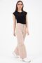 Penolope Women's Beige Wide Leg Jean Trousers - 3