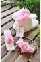Pink Mother Baby Slippers Crown Maternity Set with Pearls Inside Flowers - 2