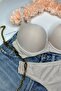 Basic Patterned Underwire Supported Bra Set Tan