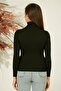 Women's Black Ribbed Turtleneck Knitwear Sweater - 3