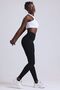 Women's Ribbed High Waist Gathering Black Cross Waist Leggings with Fleece Inside - 3