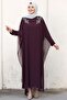 Plus Size Hijab Evening Dress - Deep Sandy Chiffon