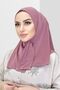Women's Hijab Dusty Rose Snap Fastener Neck Collar Hijab Bonnet Model Scarf Shawl - 3