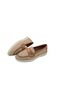 Genuine Leather Linen Detailed Women's Brown Casual Shoes - 7