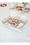 Silver Plated Serving Rack Rectangular Glass with Sandy Texture Cover No2 - 6