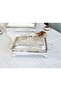 Silver Plated Serving Rack Rectangular Glass with Sandy Texture Cover No2 - 5