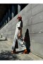 Gray Long Combed Cotton Dress with Slits on the Sides 27365 - 5