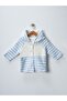 Unisex Newborn Gift Hooded Pompom Long Sleeve Striped Cardigan