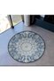 Blue Themed Ethnic Motif Traditional Patterned Round Woven Base Vintage Decorative Carpet 6124