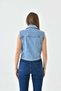 Indigo Shirt Collar Pocket Detailed 100% Cotton Denim Vest - 7