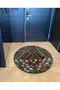 Green Brown Theme Traditional Patterned Round Woven Base Vintage Decorative Rug 6128 - 4