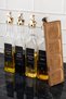Set of 4 Glass Oil Bottles with Wooden Stand and Gold Lock Head for Sunflower Oil, Olive Oil, Vinegar, Pomegranate Syrup 500 ml - 3