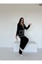 Women's Black Double Pocket Detailed Cardigan Trousers Bottom Top Double Knitwear Set - 7