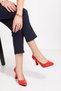 Women's Red Patent Leather Pointed Toe Goblet Heeled Stiletto Shoes - 3