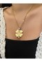 Non-Tarnish Steel Thin Twist Chain Evil Eye Detail Clover Necklace (Short Size) (45 cm)