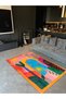 Paris Collection Multicolored Sun and Cactus Patterned Modern Decorative Carpet Paris09 - 3