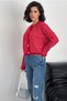 Women's Red Standard Size Gold Button Detailed Knitwear Cardigan - 6