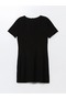 Lcw Vision Women's Black Crew Neck Short Sleeve Dress - 6