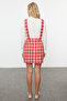 Red Plaid / Checkered Mini Woven Dress Twoaw22El0460 - 5