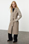 Beige Sleeves Knitwear Detail Regular Long Trench Coat Twoaw25Tr00009 - 2