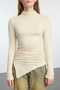 Stone Fitted Gathered/Drape Detailed High Neck Knitted Blouse Twoaw25Bz00145 - 3