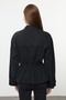 Oversize Black Stone Detailed Denim Jacket - Elastic Waist Twoaw25Ce00047 - 5