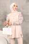 Beige Hooded Sleeve Detailed Scuba Suit - 2